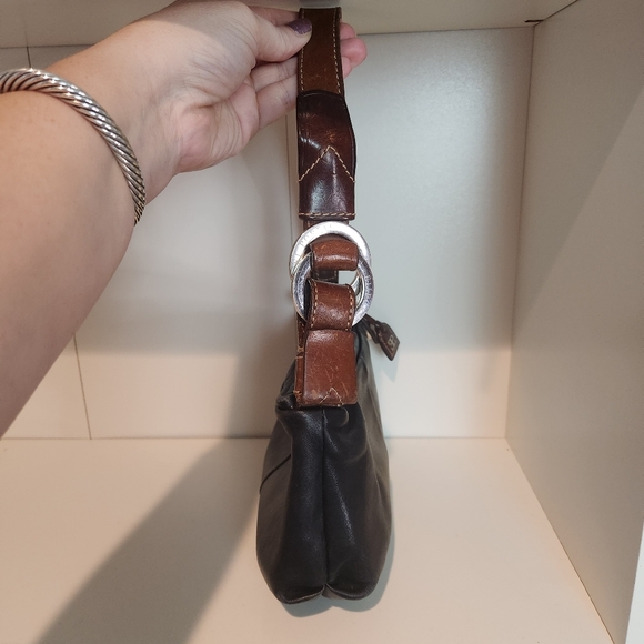 Vtg El Portal black and brown leather shoulder bag - Picture 10 of 12